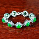 QB63 Goodluck and Strength Green Jade Quantum Bracelet w/ Crystals