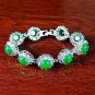 QB63 Goodluck and Strength Green Jade Quantum Bracelet w/ Crystals