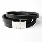 QBL28 Inabe Black Dual Leather & Stainless Steel Magnetic Bracelet