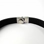 QBL28 Inabe Black Dual Leather & Stainless Steel Magnetic Bracelet
