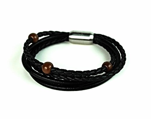 QBL2 Dalimara Multi-strand Leather & Stainless Steel Magnetic Surfer Bracelet