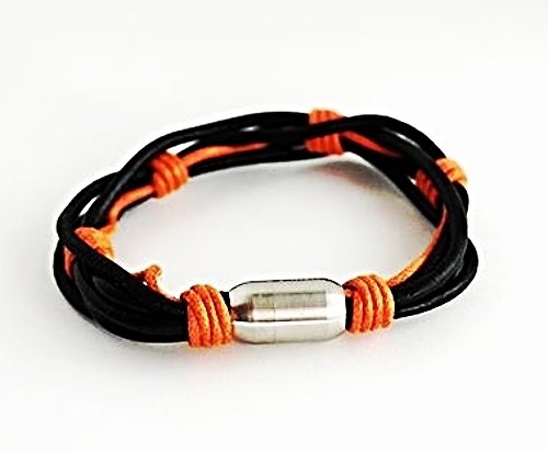 QB12 Dalimara Leather & Stainless Steel Surfer Magnetic Bracelet Multi-strand