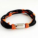 QB12 Dalimara Leather & Stainless Steel Surfer Magnetic Bracelet Multi-strand