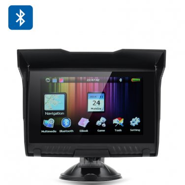5 Inch Motorcycle GPS Navigator - IPX5 Waterproof Design, Bluetooth, 4GB Internal Memory