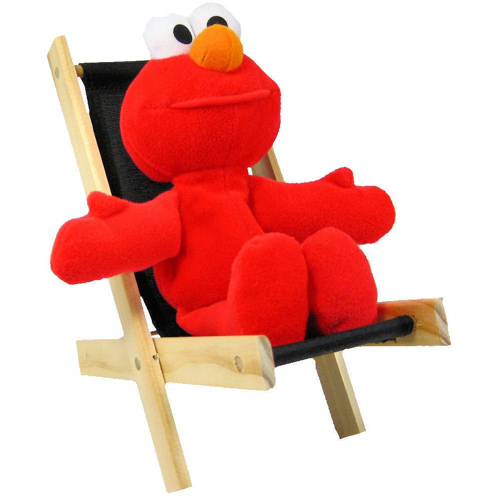 Wooden Toy Folding Deck Chair with Black Fabric