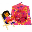 Toy Pop Up Play Tent, 2 Sleeping Bags, pink, flower & butterfly print fabric, handmade