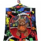 Toy Pop Up Play Tent, 2 Sleeping Bags, black, basketball print fabric, handmade