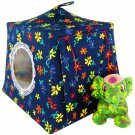 Toy Pop Up Play Tent, 2 Sleeping Bags, navy blue, flower print fabric, handmade