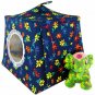 Toy Pop Up Play Tent, 2 Sleeping Bags, navy blue, flower print fabric, handmade