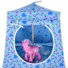 Toy Pop Up Play Tent, 2 Sleeping Bags, light blue, heart and tulip print fabric, handmade