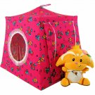 Toy Pop Up Play Tent, 2 Sleeping Bags, dark pink, flower print fabric, handmade
