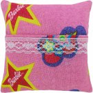 Tooth Fairy Pillow, pink, Barbie print fabric, white lace trim for girls, handmade