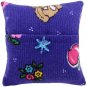 Tooth Fairy Pillow, purple, flower & bear print fabric, blue flower bead trim for girls, handmade
