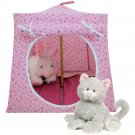 Toy Pop Up Play Tent, 2 Sleeping Bags, light pink, star print fabric, handmade