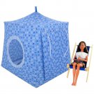Toy Pop Up Play Tent, 2 Sleeping Bags, light blue, flower print fabric, handmade