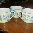 Signature Porcelain 3 Cups Beautiful Blue Floral Nice!!