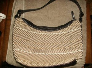 Craft &Barrows Large Cloth&Leather Trim HandBag Nice!