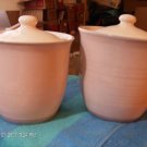 Two Pfaltzgraff Pink & Blue Trim Large Canisters