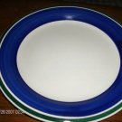 Gibson Housewares 5 Dinner Plates Blue Rim (Bargain!!)