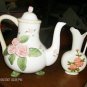 Tea Pot And Pitcher Pink Rose Leaf  Very Nice!!