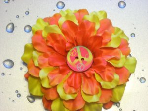 Fabric Flower Clip - Peace