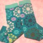 Baby Legs - Teal with Scroll Flowers