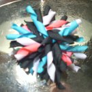 Korker bow; teal, pink, black
