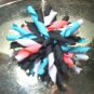 Korker bow; teal, pink, black