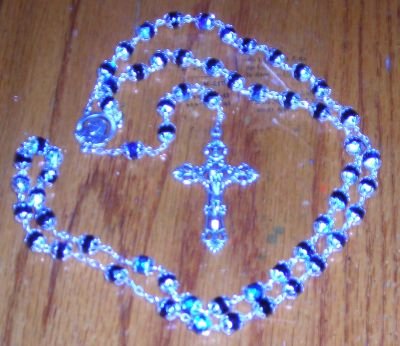 Fire Polished Rosary Silver/Nickel Center & Crucifix