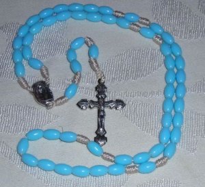 Handcrafted Rosaries -- Blue Plastic Beads