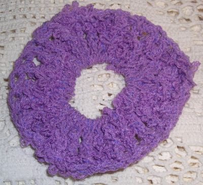 Fun Fur Handmade Crocheted Scrunchies Corded Purple
