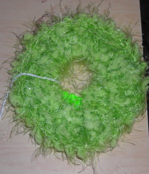 Handmade Crocheted Hair Scrunchie Light Green Nobby