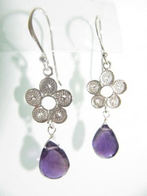 925 Sterling Silver Chandiler Earrings embedded w/Natural Stones