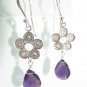 925 Sterling Silver Chandiler Earrings embedded w/Natural Stones