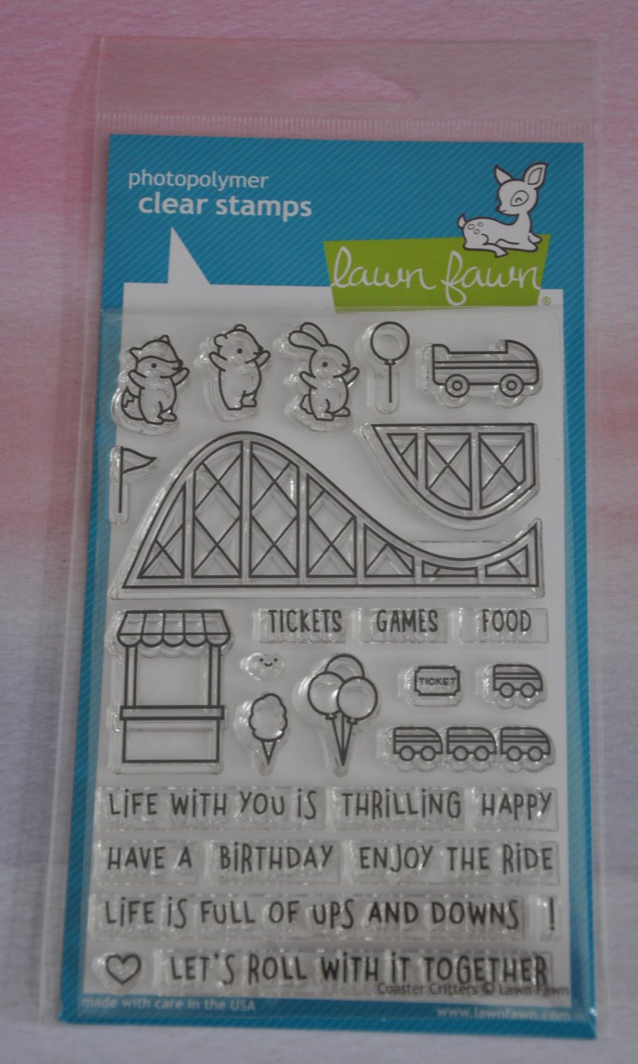 Lawn Fawn Stamp Set Coaster Critters roller carnival birthday games