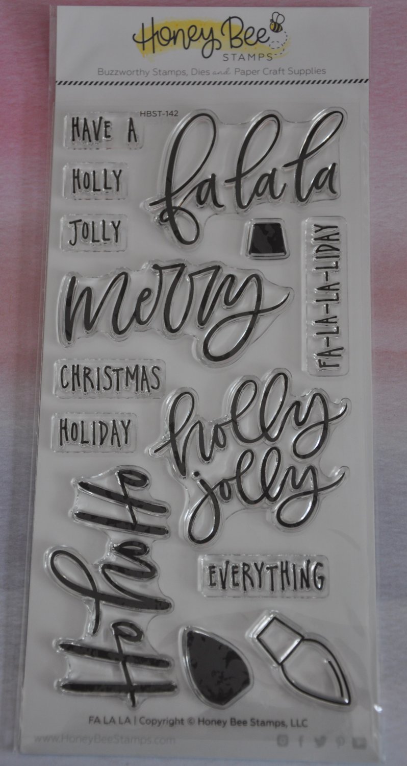 RETIRING Honey Bee Stamps Fa la la stamp set christmas holly merry