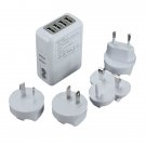 Universal 2.1A 4-Port USB International Travel Charger Power Adapter with 4 Plug - White