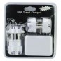 Universal 2.1A 4-Port USB International Travel Charger Power Adapter with 4 Plug - White