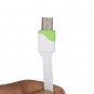 3 in 1 30cm Noodle Flat Micro USB Data Cable Charger iPhone 5s 5 6 Samsung - White + Green
