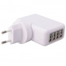 4-Port USB Wall Charger AC Adapter Power Supply EU Plug - White