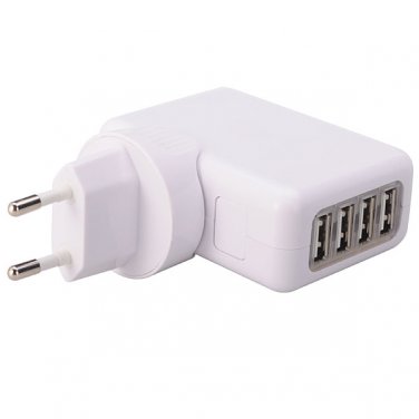 4-Port USB Wall Charger AC Adapter Power Supply EU Plug - White