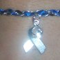 Black & Blue Woven Bracelet with Ribbon Charm