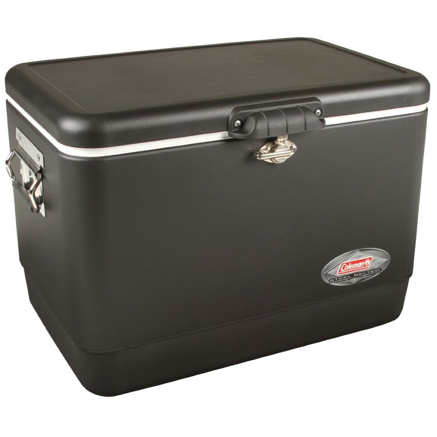 Coleman Steel 54 qt. 85 Can Capacity Belted Steel Cooler- Matte Black