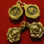 VNTAGE BRONZE DOUBLE ROSE MEDALS OUR LADY RELIGIOUS CATHOLIC JEWELRY PENDANT ROSAY, NECKLACE CHARM