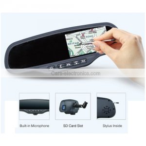 Rear View GPS Mirror With Bluetooth LCD Monitor 4.3 Inch Touch Screen