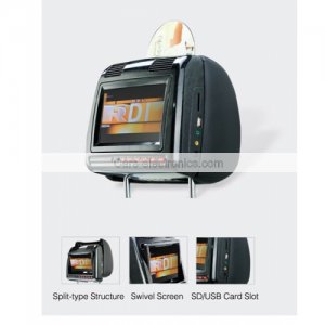 7 Inch Split-type Headrest Monitor/DVD Player with Swivel TFT LCD Screen FM SD USB DIVX GAMES