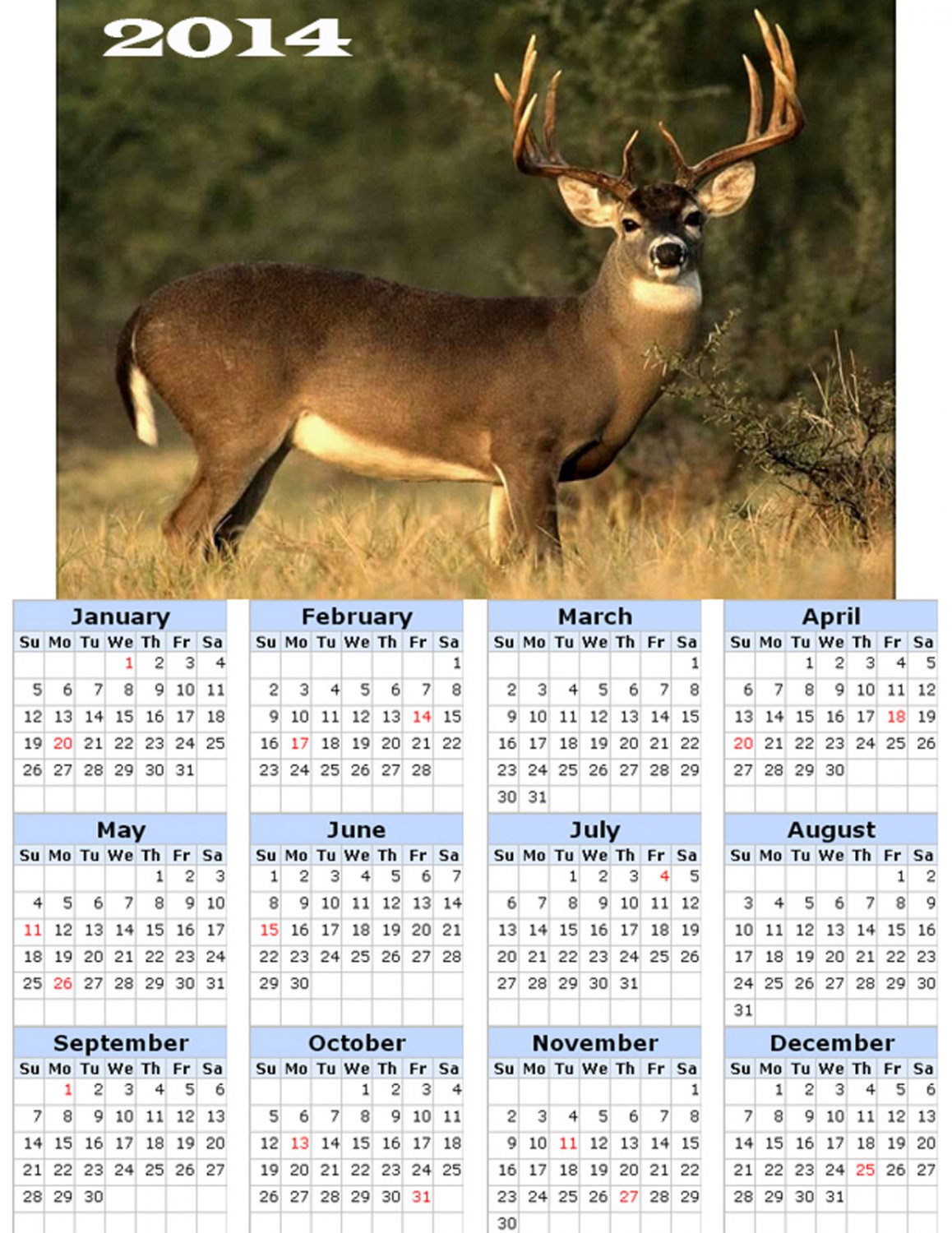 2014 calendar toolbox magnet refrigerator magnet Deer #4