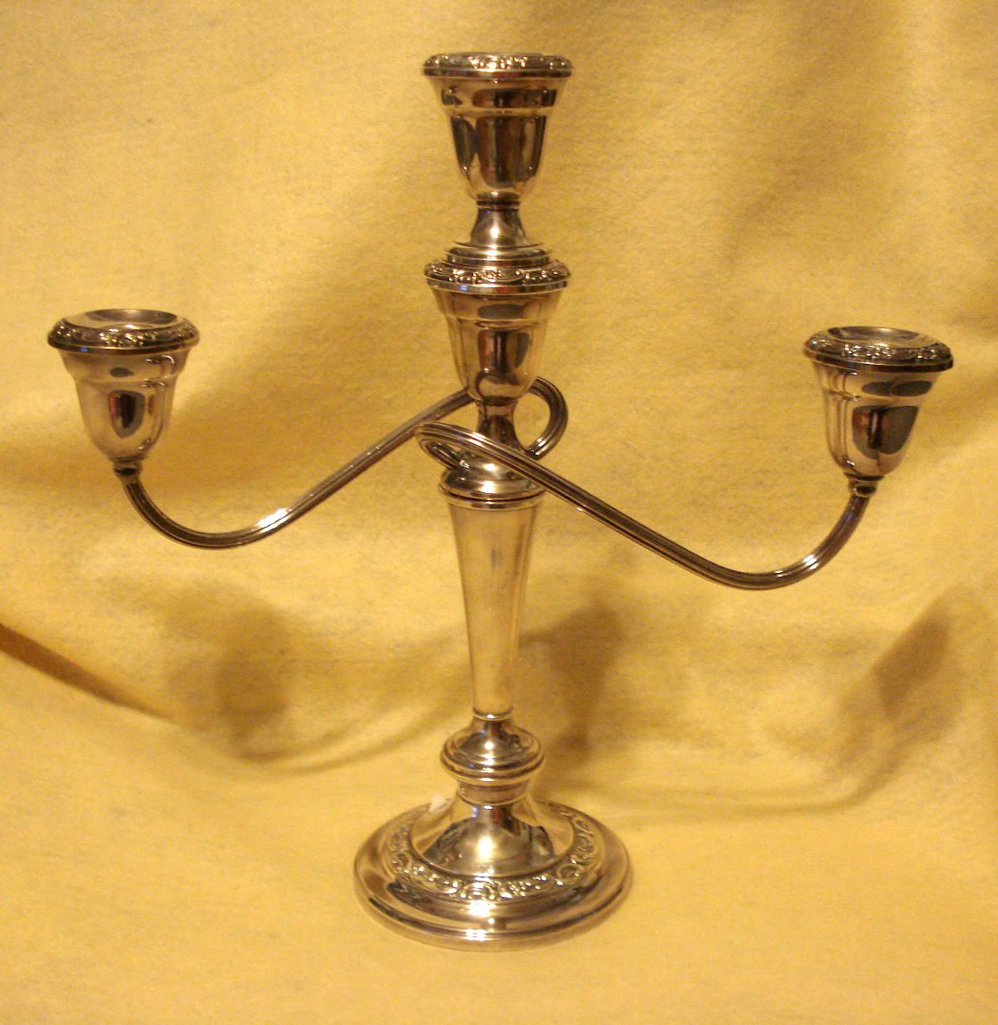 Elegant Gorham 3-pc Silver plate Triple Candelabra style Candle Stick
