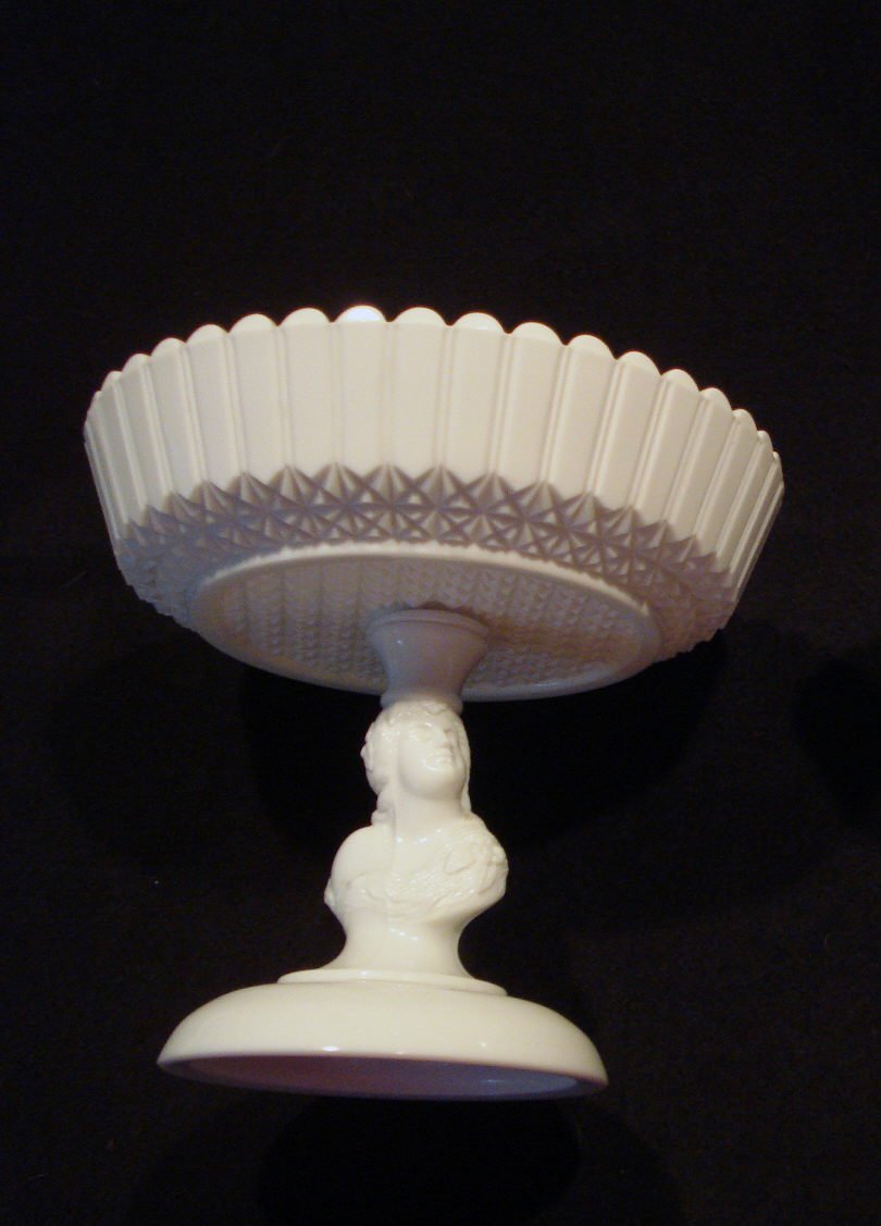 Jenny Lind or Actress Milk Glass Footed Compote 1890s