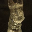 Old Clear Glass Scotty Dog Candy Container, Head Tilted